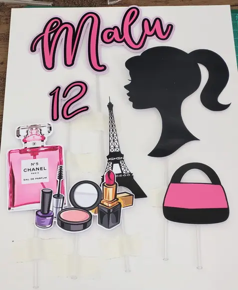 Topo de Bolo Barbie Paris