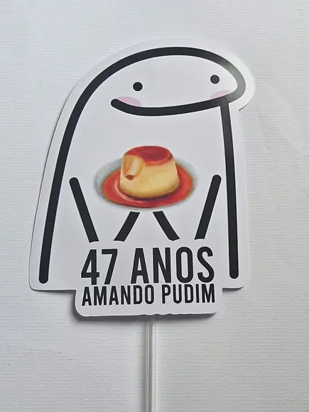 Topo de Bolo Flork Pudim de Leite