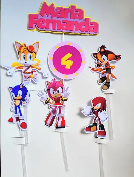 Topo de Bolo Amy Rose - Sonic Rosa