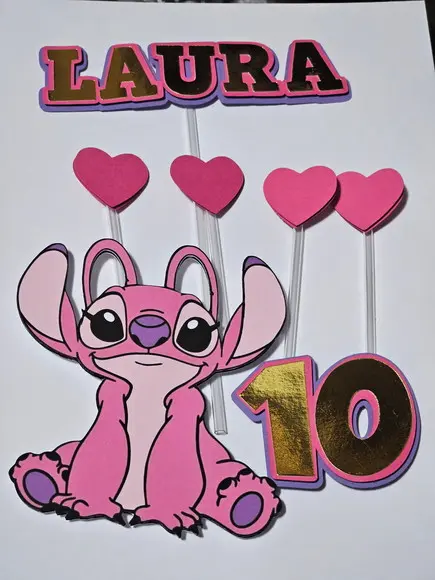 Topo de Bolo Angel Lilo e Stitch