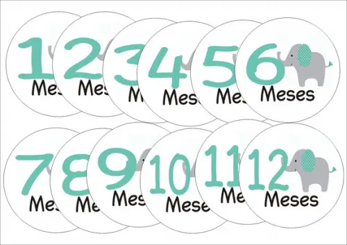 Adesivos para Mesversário Elefantinho - mês a mês