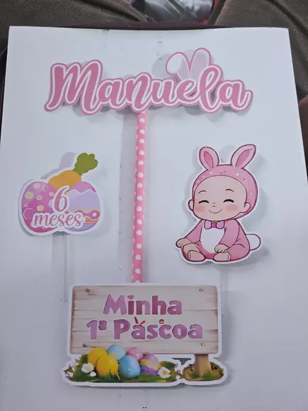 Topo de Bolo Mesversário Páscoa