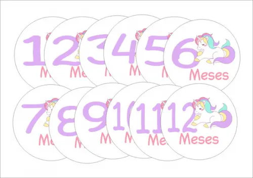 Adesivos para Mesversário Unicórnio - mês a mês