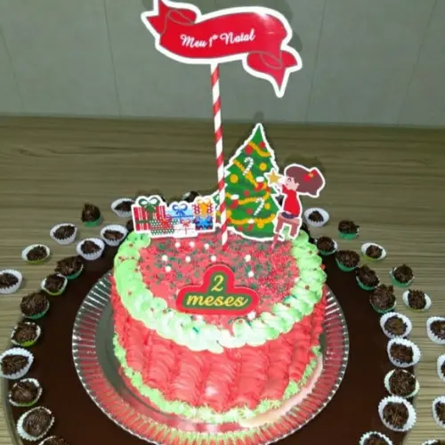 Topo de bolo mesversário Natal