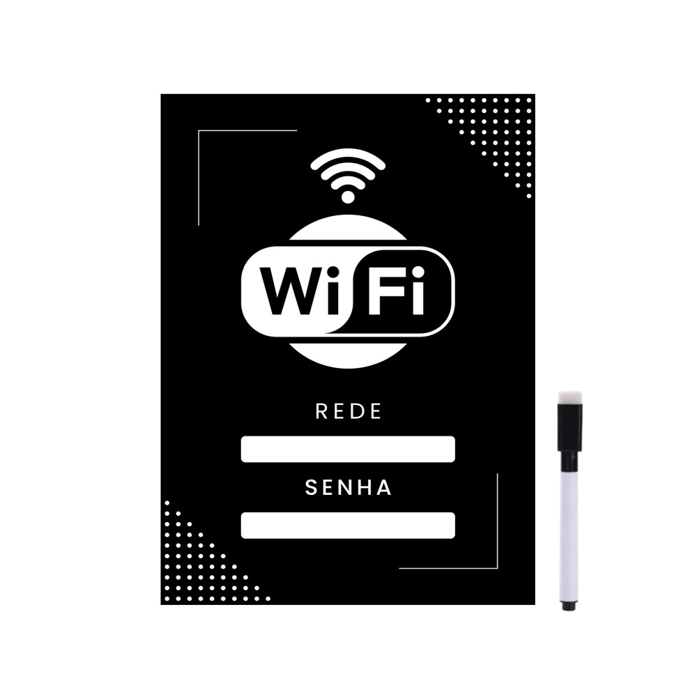 Quadro Wifi Internet Restaurante Lanchonete Preto 20x28cm