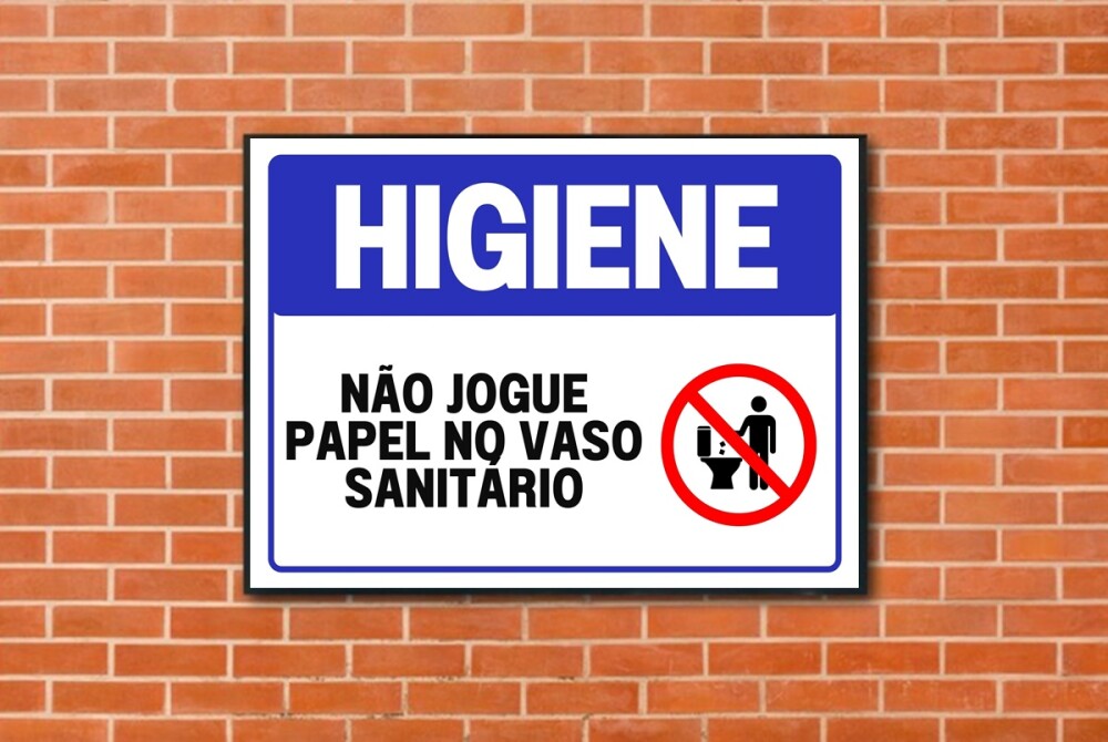 Quadro Banheiro Aviso Higiene Não Jogue Papel Vaso 20x28cm