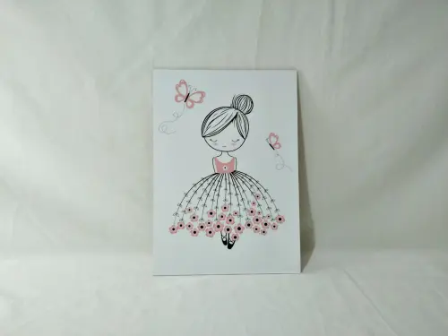 Quadros Menina Bailarina Borboletas Rosa Kit 3 Peças 20x28cm