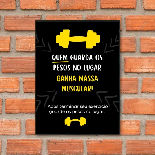 Quadro Academia Aviso Guarde Os Pesos Informativo 28x40cm