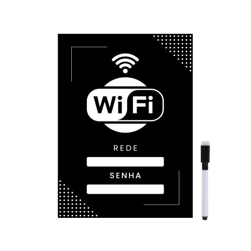 Quadro Wifi Internet Restaurante Lanchonete Preto 20x28cm