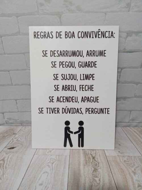 Quadro Aviso Regra Comportamento Trabalho Escritorio 28x40cm