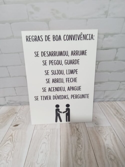 Quadro Aviso Regra Comportamento Trabalho Escritorio 28x40cm