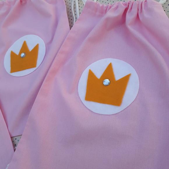 Kit 16 Mochilinhas Princesa Cor de Rosa Coroa Pronta Entrega