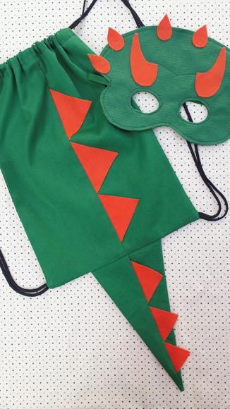 Kit Mochilinha e Máscara Dinossauro Lembrancinha Aniversário