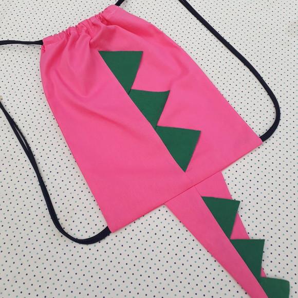 Mochila Dinossauro Rosa com Verde Lembrancinha Aniversário