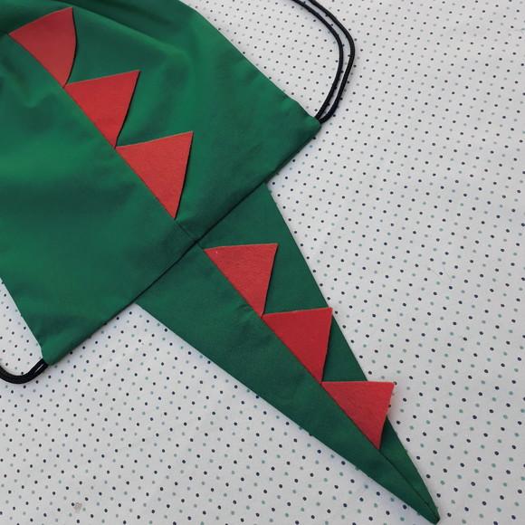 Mochilinha Dinossauro verde com laranja