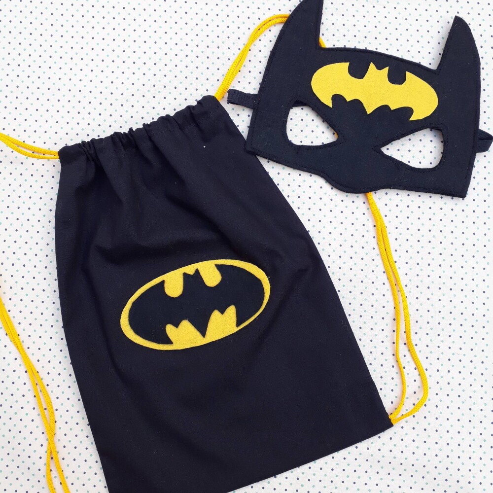 Kit Mochilinha e Máscara lembrancinha aniversário do Batman