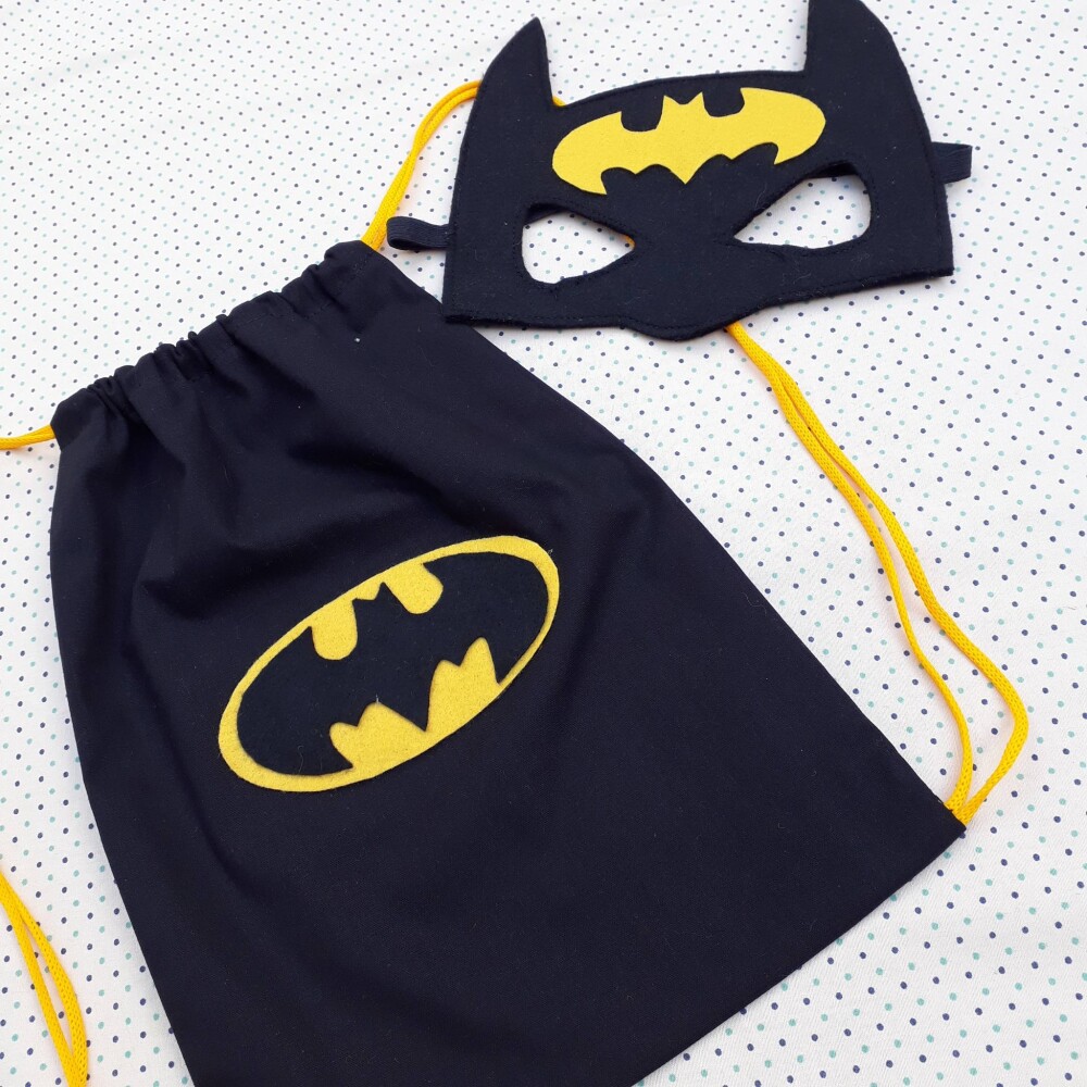 Kit Mochilinha e Máscara lembrancinha aniversário do Batman
