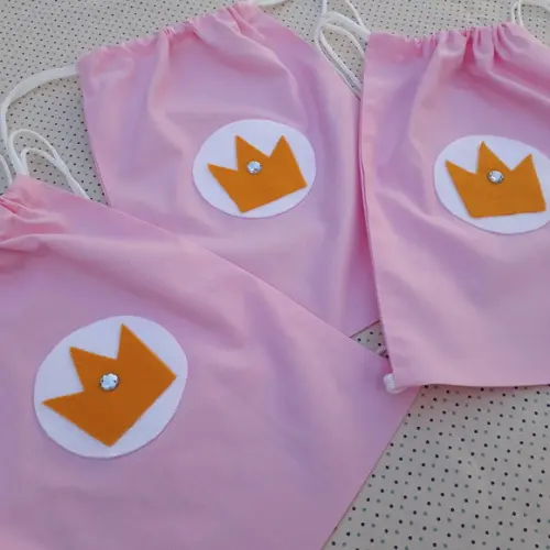 Kit 16 Mochilinhas Princesa Cor de Rosa Coroa Pronta Entrega