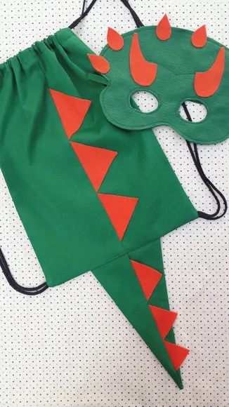 Kit Mochilinha e Máscara Dinossauro Lembrancinha Aniversário