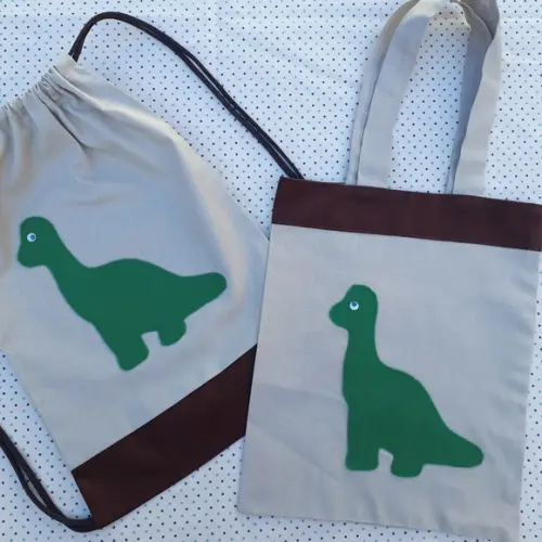 Lembrancinha Mochilinha e Sacolinha Dinossauro Dino Baby