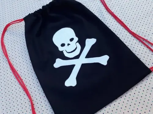 Lembrancinha Mochilinha Pirata Caveira Saquinho de Tecido
