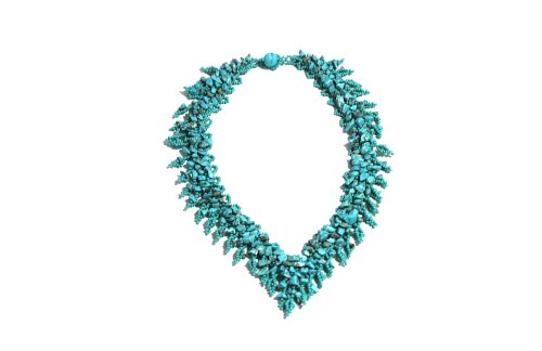 Colar Pedra Cascalho Azul Turquesa Moda Feminina