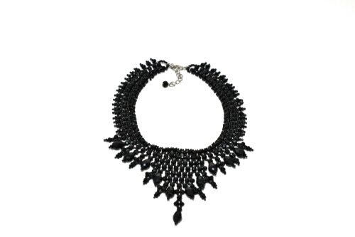 Colar Cristal Preto e Gotas