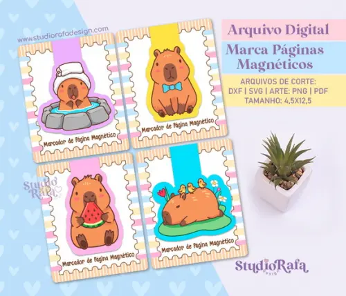 Marca Páginas Magnéticos Capivaras Fofas #4 - Arquivo Digital