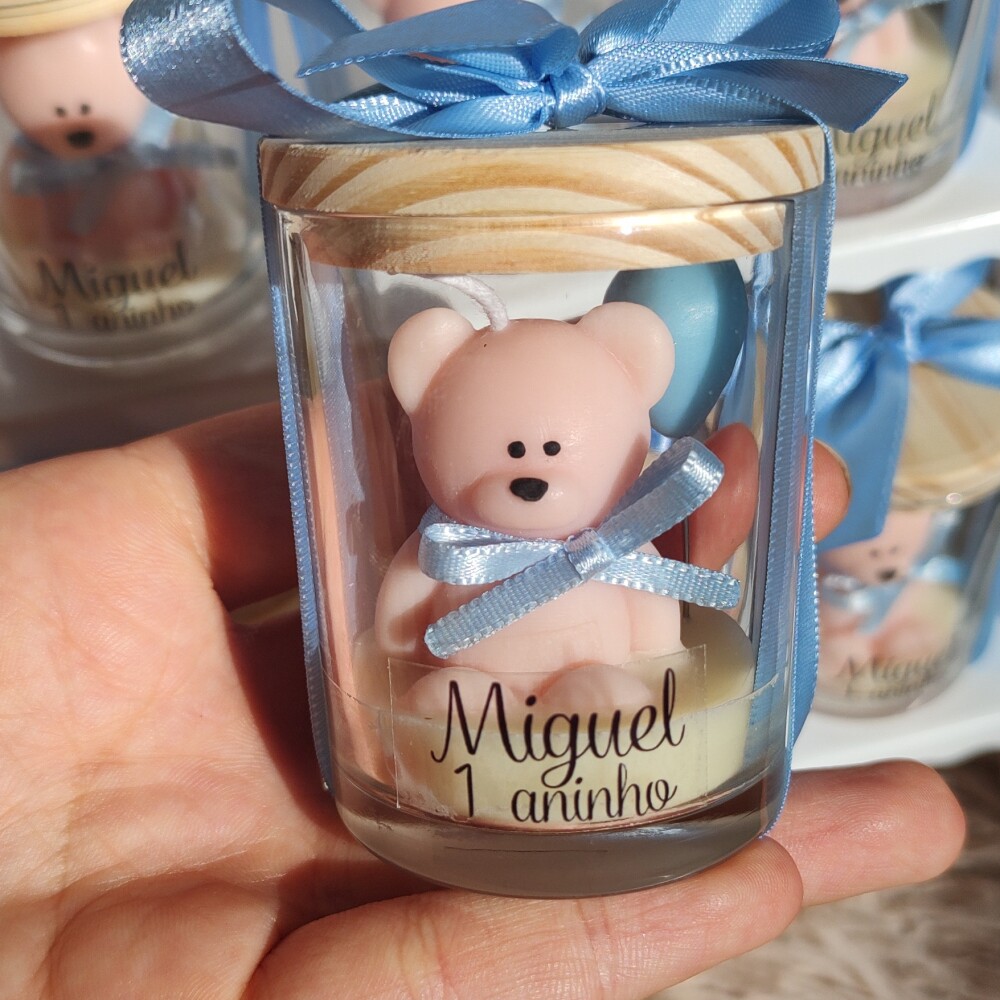 Lembrancinha Maternidade Vela Urso no Vidro Aniversário
