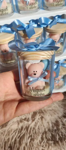 Lembrancinha Maternidade Vela Urso no Vidro Aniversário