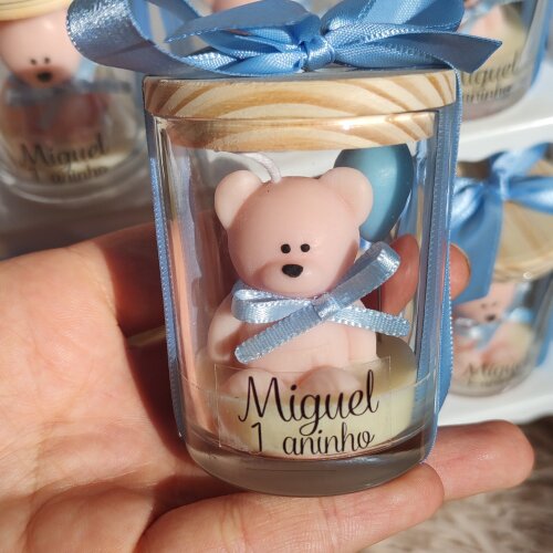 Lembrancinha Maternidade Vela Urso no Vidro Aniversário