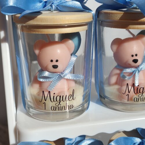 Lembrancinha Maternidade Vela Urso no Vidro Aniversário