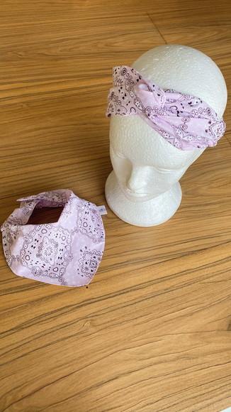 Kit Mamãe Bebê Babador Bandana e Faixa Rosa