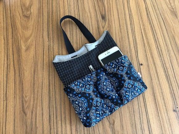 Lixeira para Carro com Bolsos Bandana Azul Marinho