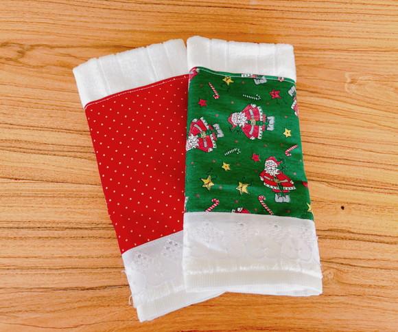 Jogo de Toalhas Lavabo Papai Noel Verde