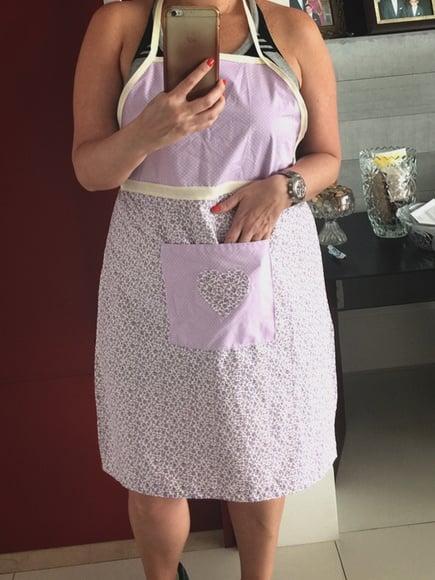 Avental de Cozinha Rosa com Bolso