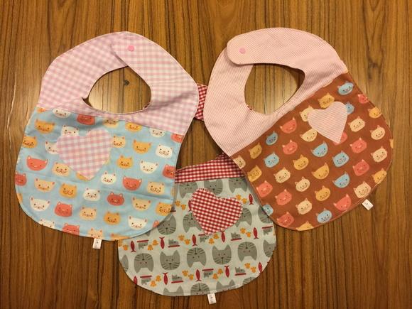 Kit Trio Babadores Gatinho Coração