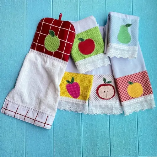 Kit de Panos de Prato Jogo Frutas Seis Peças