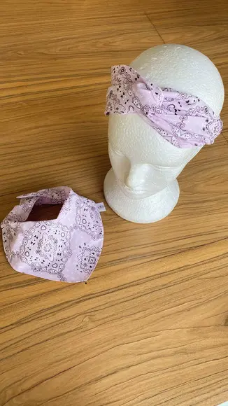 Kit Mamãe Bebê Babador Bandana e Faixa Rosa