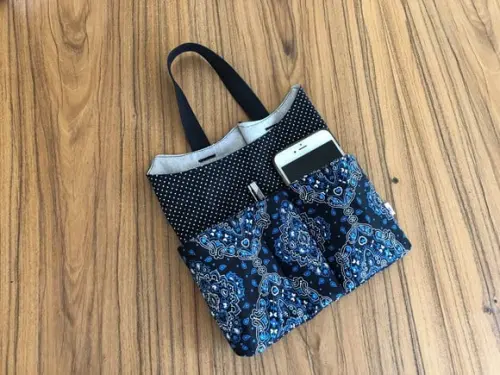Lixeira para Carro com Bolsos Bandana Azul Marinho