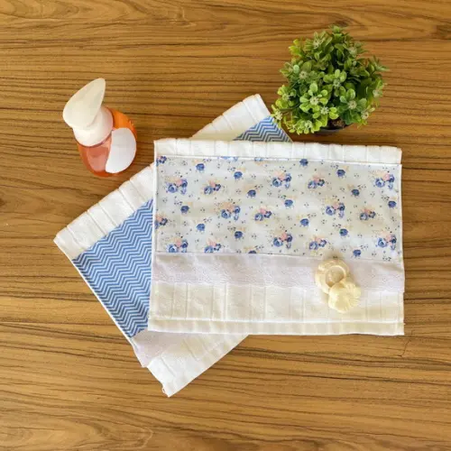 Jogo de Toalha Lavabo Floral Azul