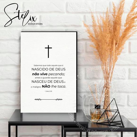 Quadro Decorativo Cristão 1 João 5:18 Versículo Presente