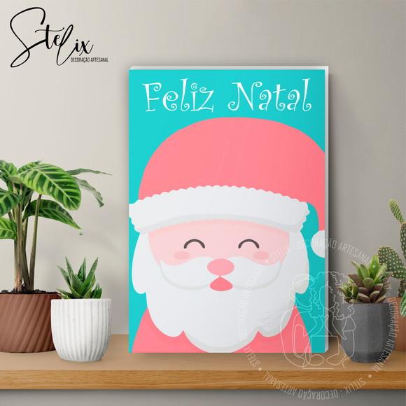 Quadro de Natal Papai Noel Feliz Natal Decoração Natalina