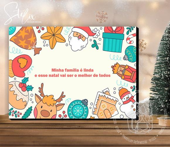 Quadro de Natal Família Presente Decoração Natalina Frases