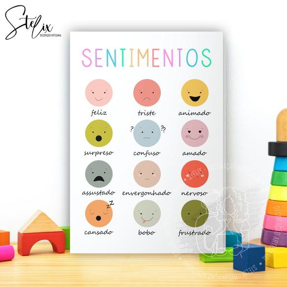 Quadro Motivacional e Educativo Infantil Sentimentos