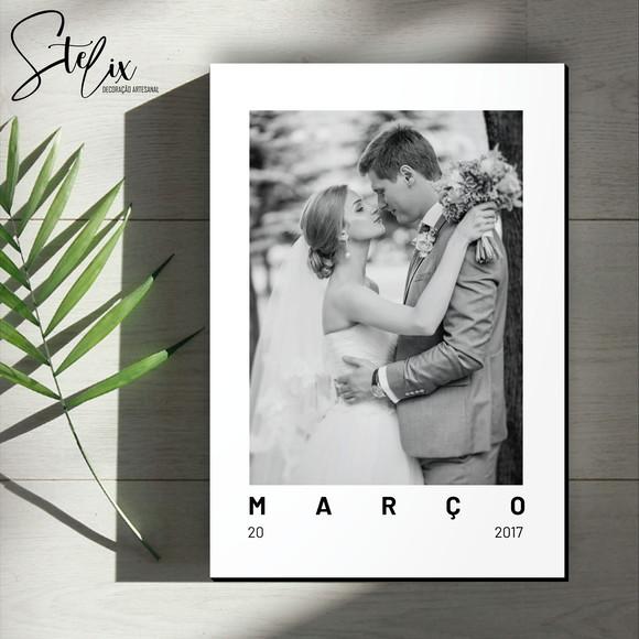 Quadro Personalizado com Sua Foto e Data de Casamento