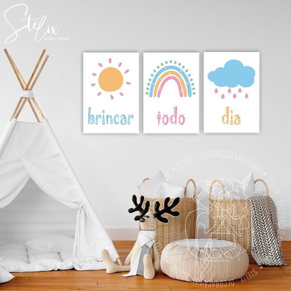 Quadros Decorativos para Quarto Infantil Brincar Todo Dia