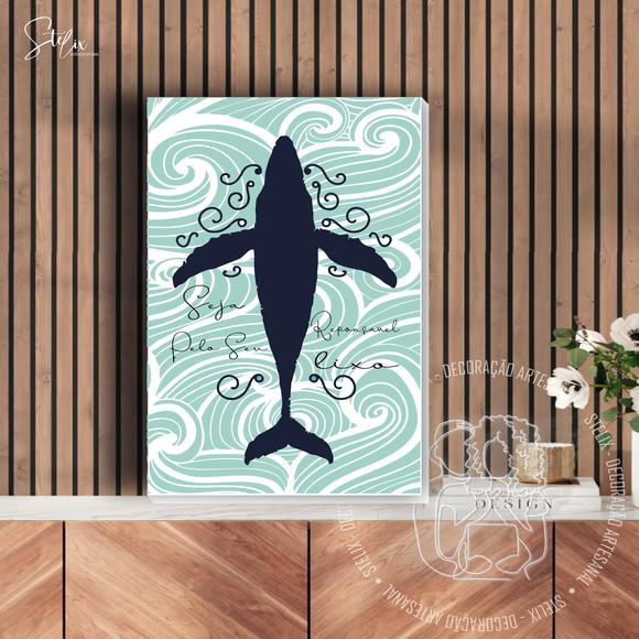 Quadro Decorativo Baleia - Tamanho 20x29