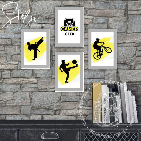 Kit Esportes Karatê Futebol Bike Game 4 Placas Decorativas