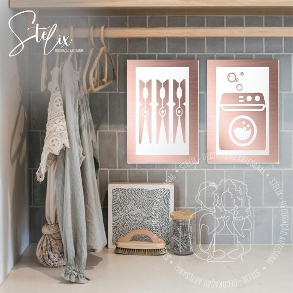 Quadros Decorativos para Lavanderia Rosê Gold